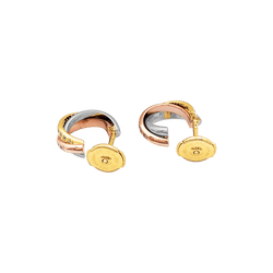 Boucles d'oreilles Créoles CARTIER "Trinity" en or blanc, or jaune, or rose et diamants - Castafiore