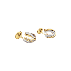 Boucles d'oreilles Créoles CARTIER "Trinity" en or blanc, or jaune, or rose et diamants - Castafiore