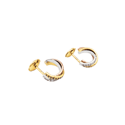 Boucles d'oreilles Créoles CARTIER "Trinity" en or blanc, or jaune, or rose et diamants - Castafiore