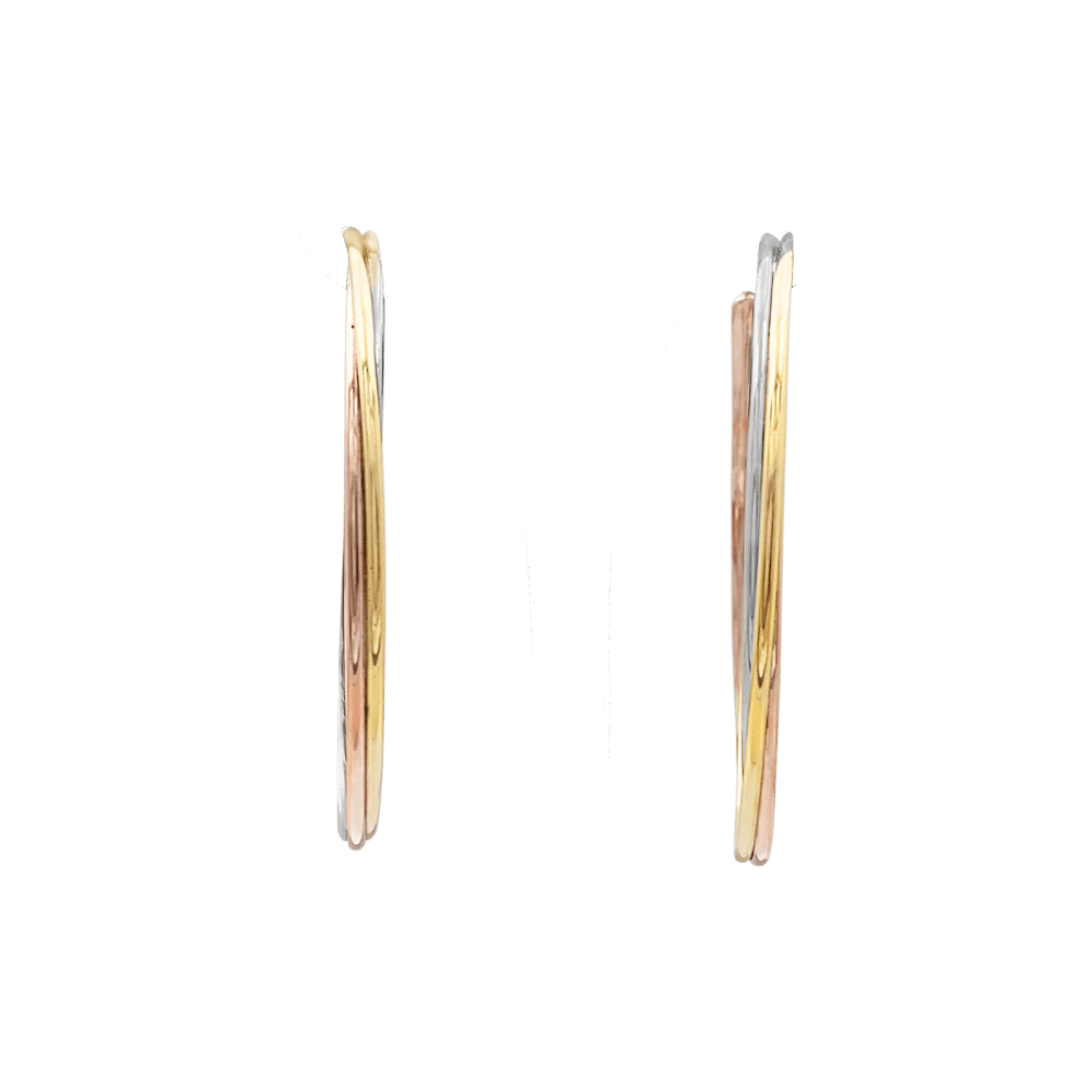 Boucles d'oreilles Créoles CARTIER "Trinity" en or jaune, or blanc et or rose - Castafiore