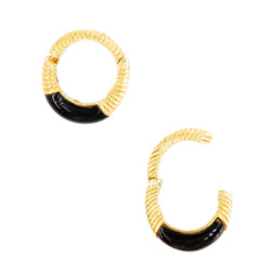 Boucles d'oreilles Créoles CHAUMET en or jaune et oeil de tigre - Castafiore