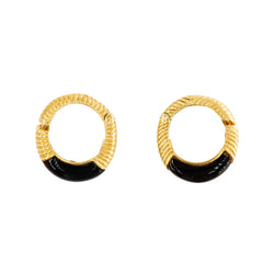 Boucles d'oreilles Créoles CHAUMET en or jaune et oeil de tigre - Castafiore