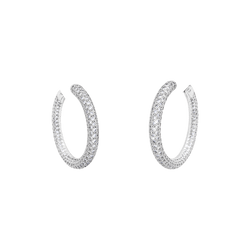 Boucles d'oreilles Créoles CHAUMET "Tube" en or blanc et diamants - Castafiore
