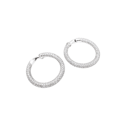 Boucles d'oreilles Créoles CHAUMET "Tube" en or blanc et diamants - Castafiore