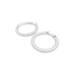 Boucles d'oreilles Créoles CHAUMET "Tube" en or blanc et diamants - Castafiore