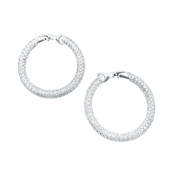 Boucles d'oreilles Créoles CHAUMET "Tube" en or blanc et diamants - Castafiore