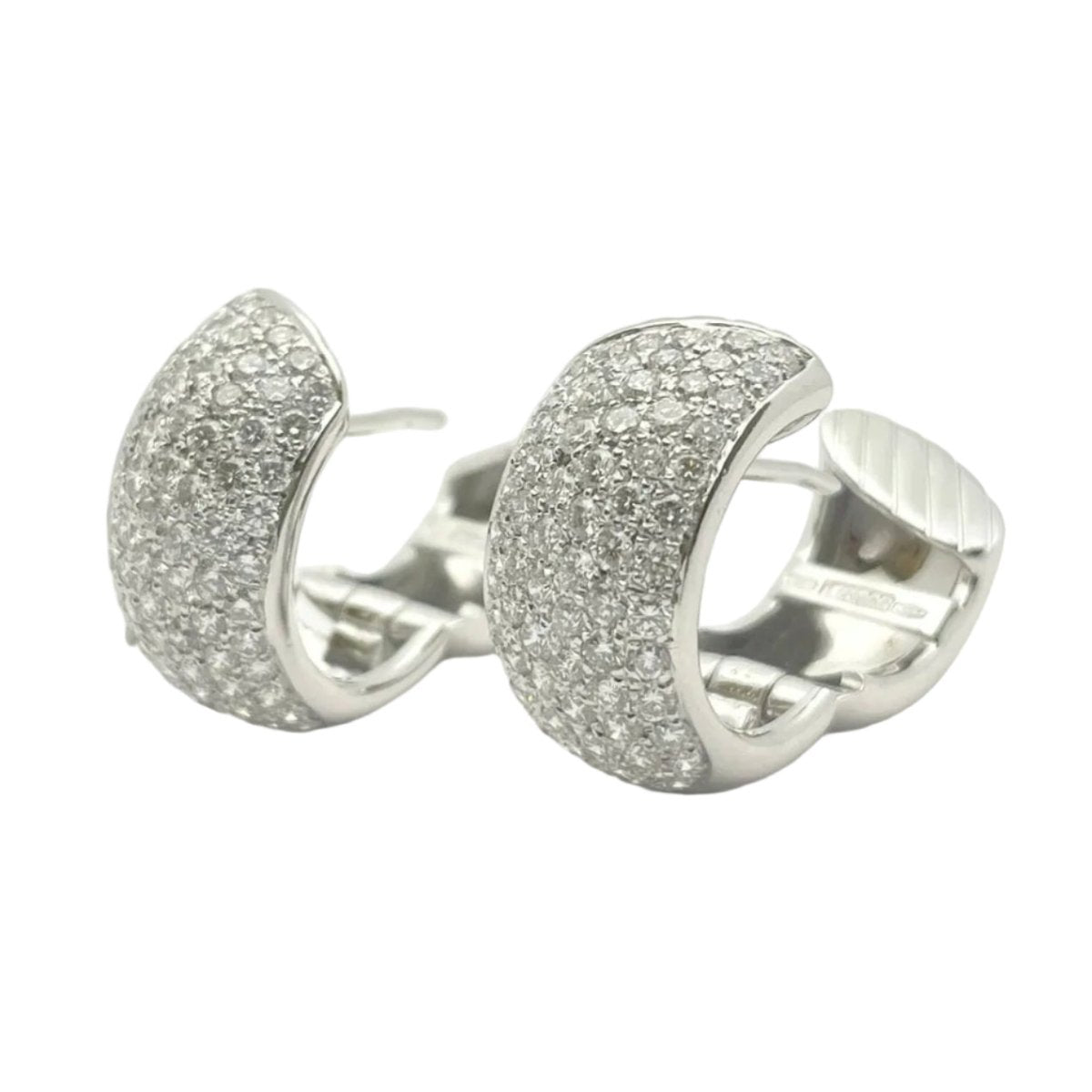 Boucles d'oreilles Créoles en or blanc et diamants - Castafiore