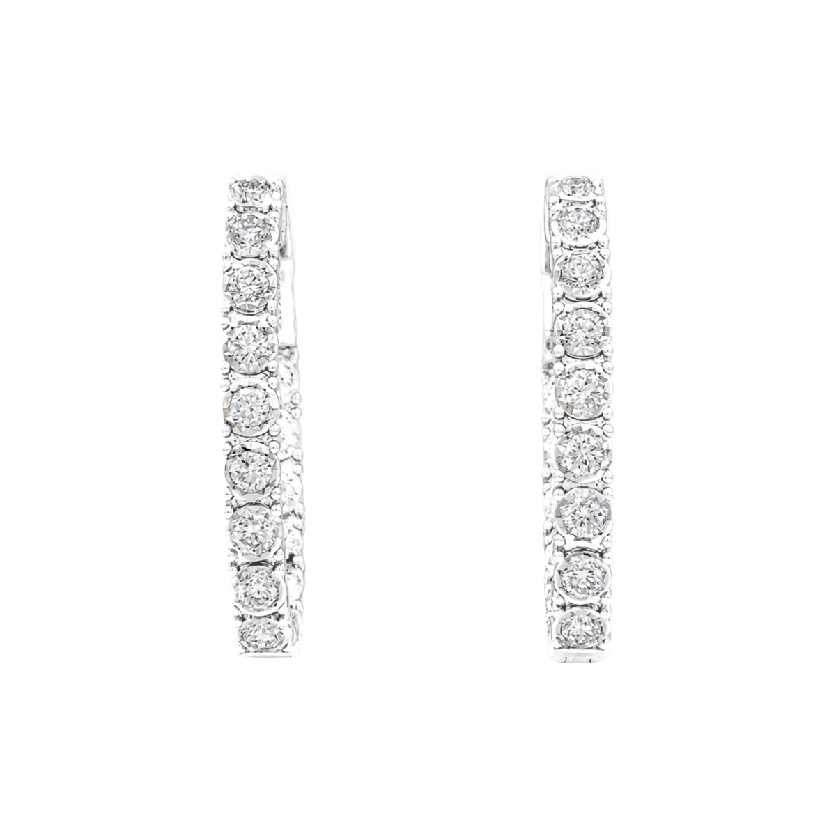 Boucles d'oreilles Créoles en or blanc et diamants - Castafiore