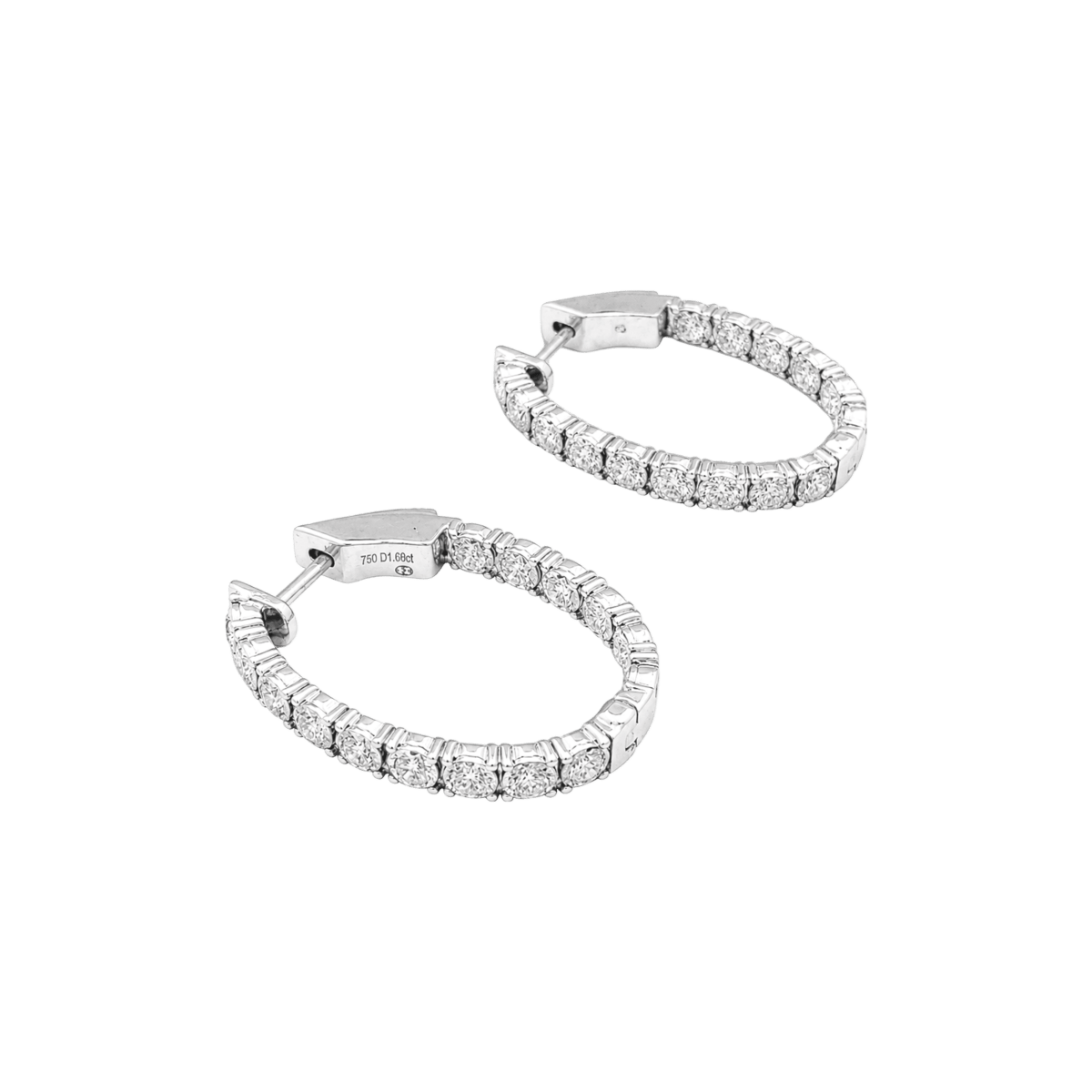 Boucles d'oreilles Créoles en or blanc et diamants - Castafiore