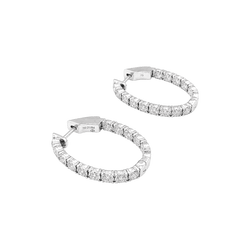 Boucles d'oreilles Créoles en or blanc et diamants - Castafiore