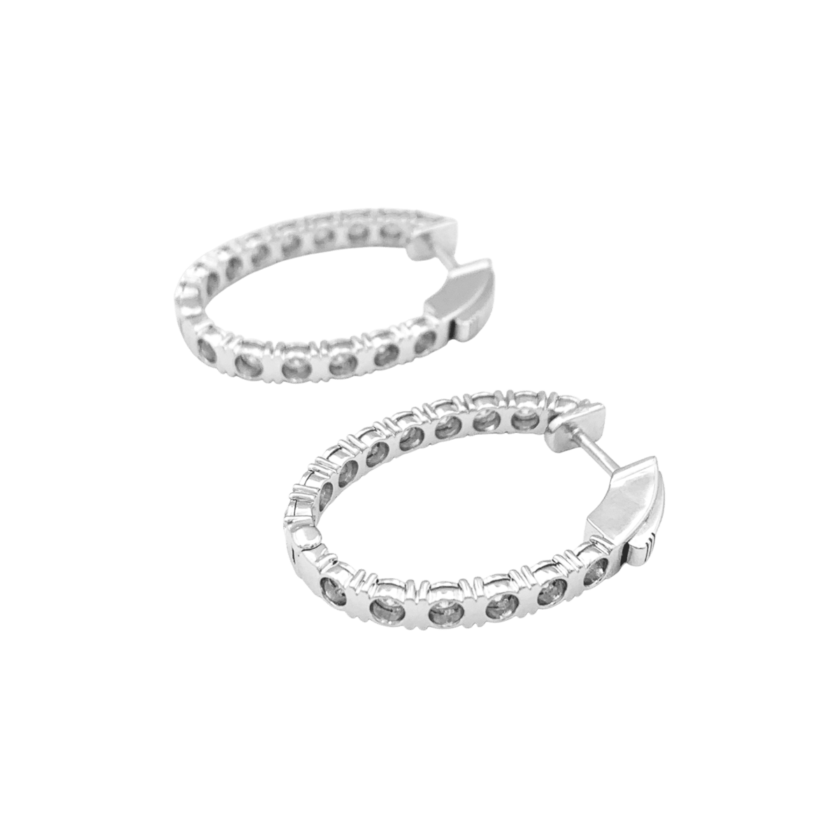 Boucles d'oreilles Créoles en or blanc et diamants - Castafiore