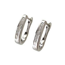 Boucles d'oreilles Créoles en or blanc et diamants - Castafiore