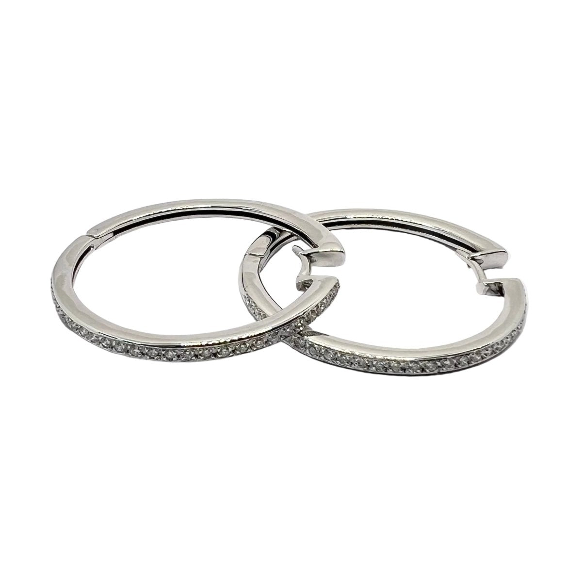 Boucles d'oreilles Créoles en or blanc et diamants - Castafiore