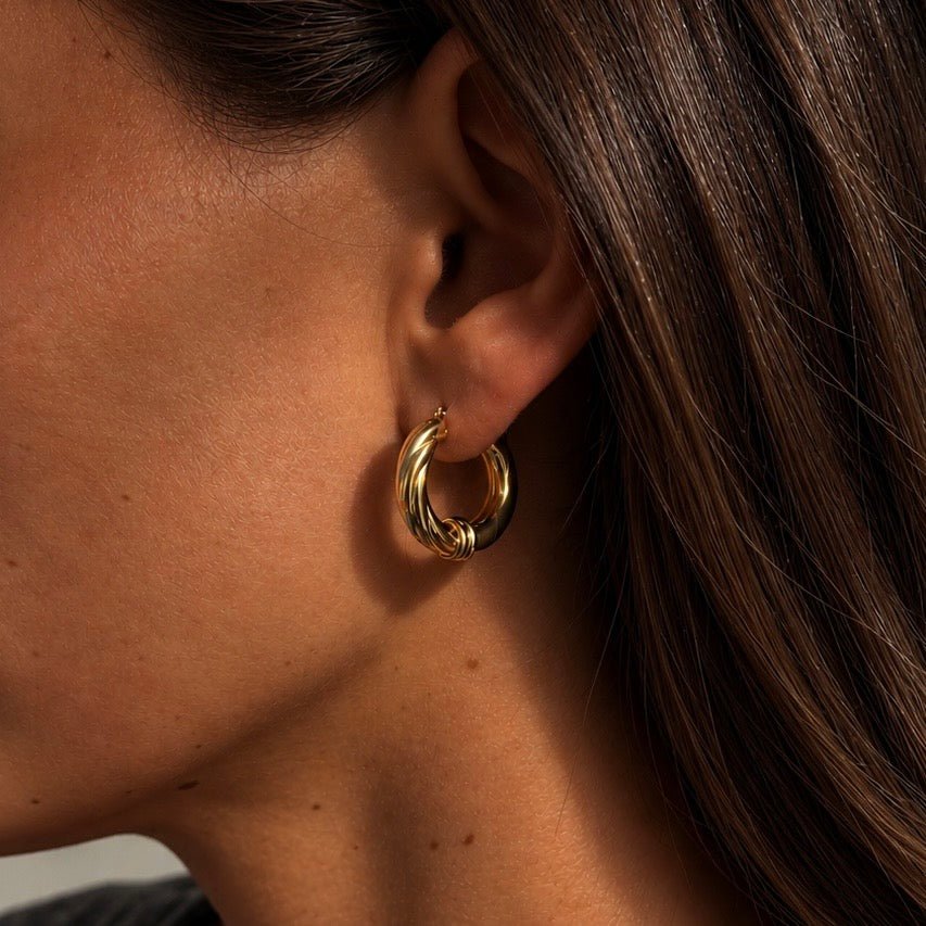 Boucles d'oreilles Créoles en or blanc et or jaune - Castafiore