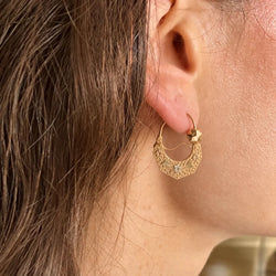 Boucles d'oreilles Créoles en or blanc, or jaune et or vert - Castafiore