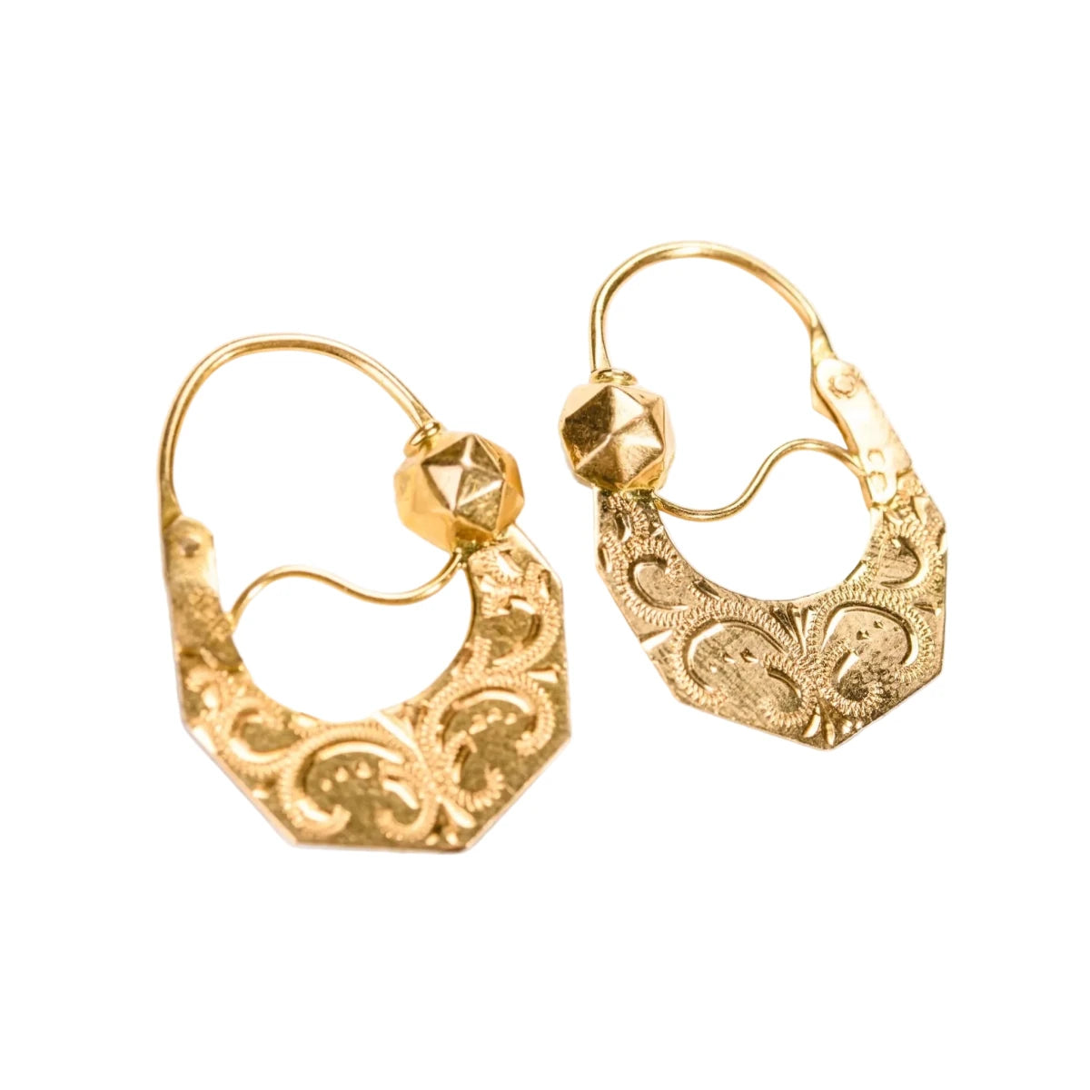 Boucles d'oreilles Créoles en or blanc, or jaune et or vert - Castafiore