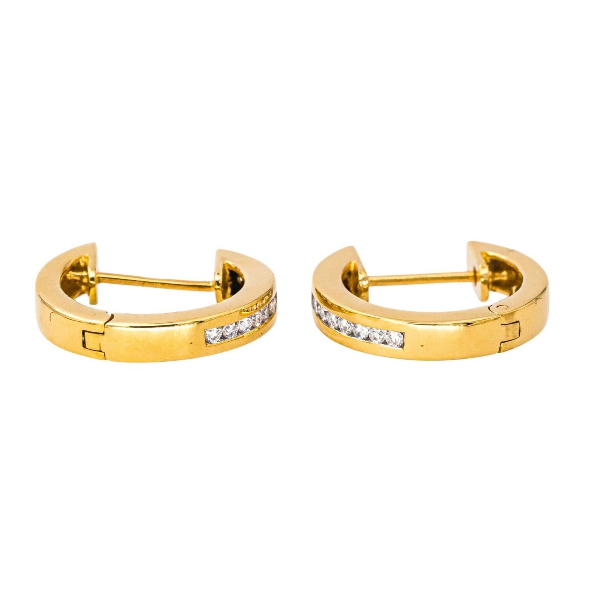 Boucles d'oreilles Créoles en or jaune et diamant - Castafiore