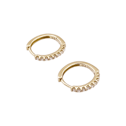Boucles d'oreilles CREOLES en or jaune et diamants - Castafiore