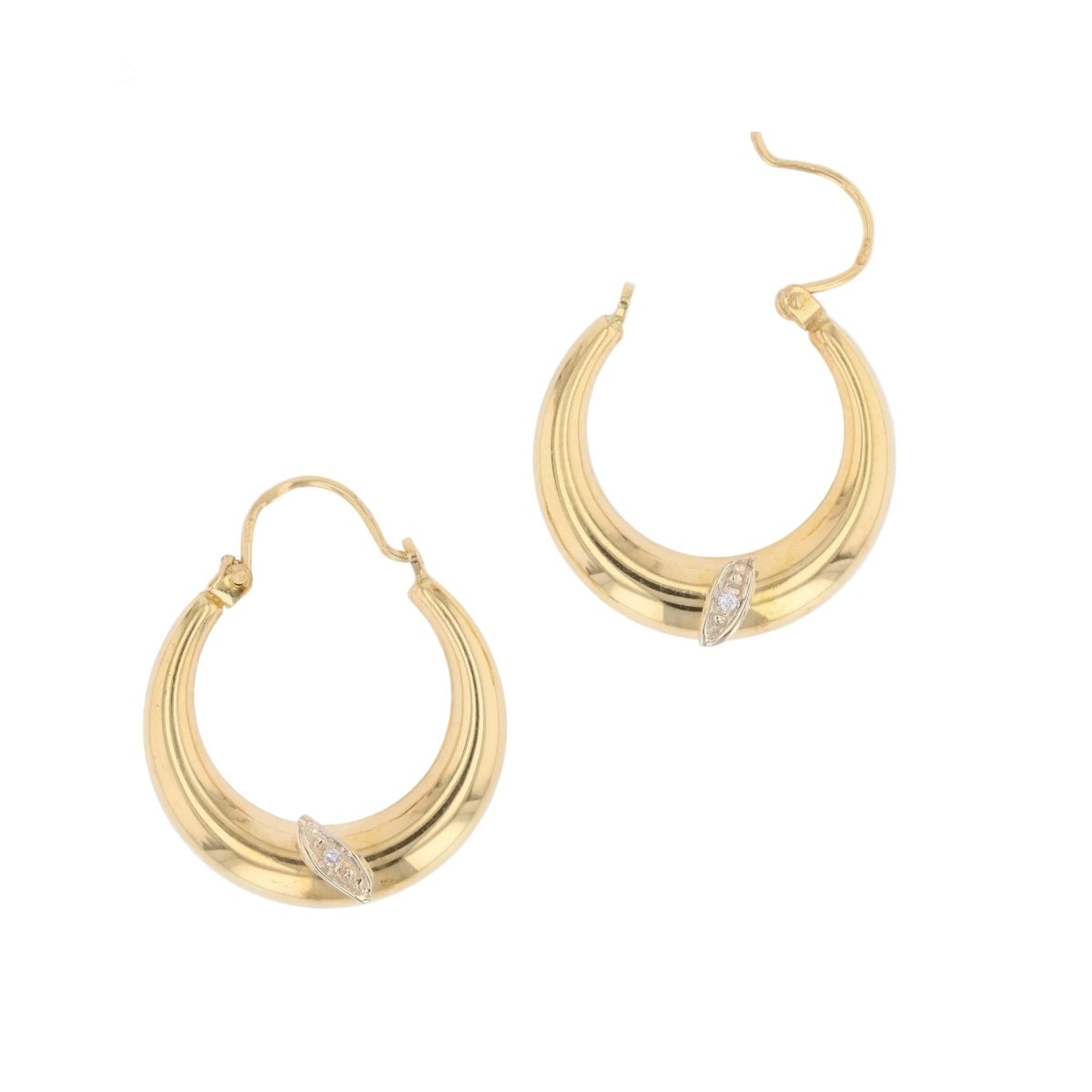 Boucles d'oreilles Créoles en or jaune et diamants - Castafiore