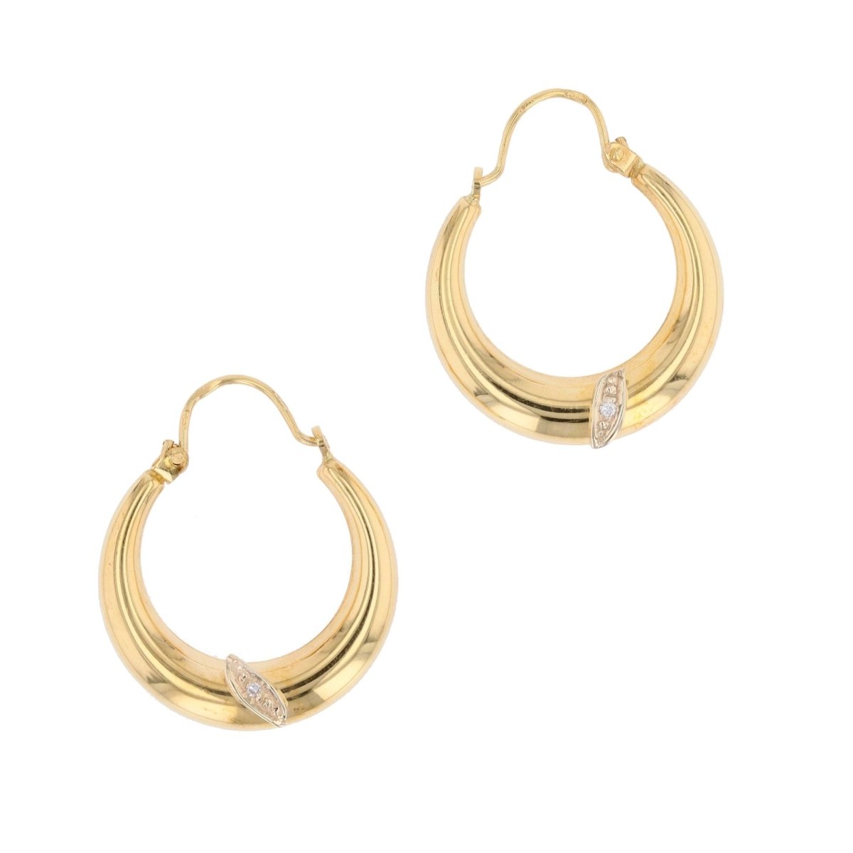 Boucles d'oreilles Créoles en or jaune et diamants - Castafiore
