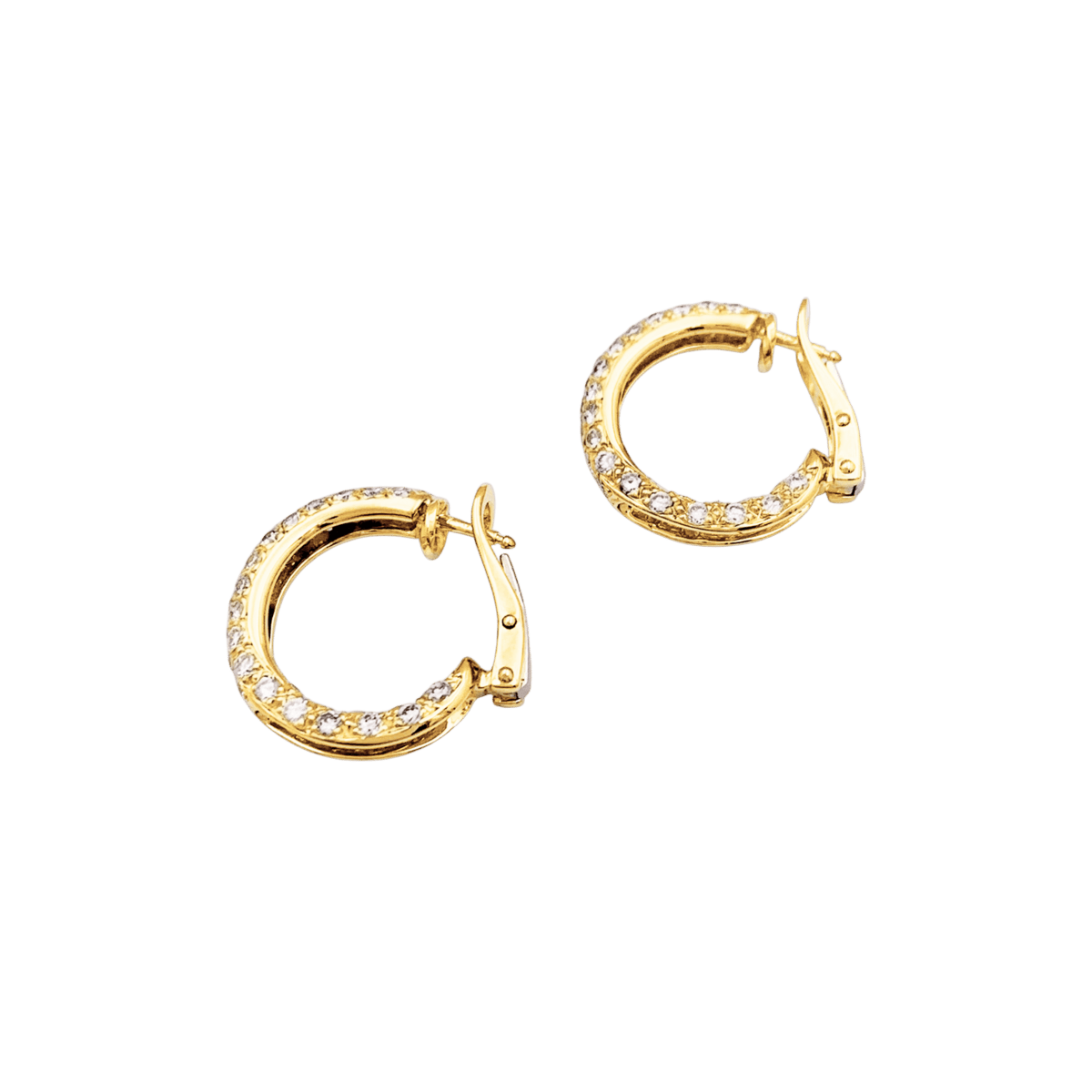 Boucles d'oreilles Créoles en or jaune et diamants - Castafiore