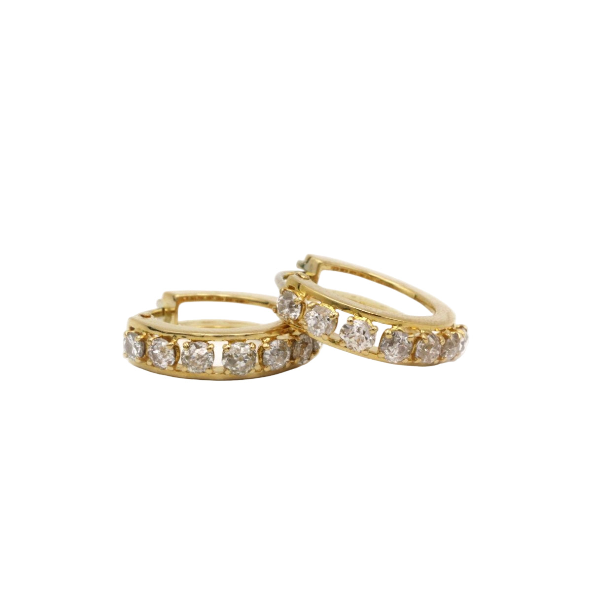 Boucles d'oreilles CREOLES en or jaune et diamants - Castafiore