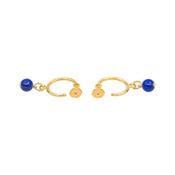 Boucles d'oreilles Créoles en or jaune et lapis - lazuli - Castafiore