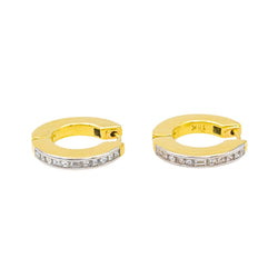 Boucles d'oreilles Créoles en or jaune, or blanc et diamants - Castafiore