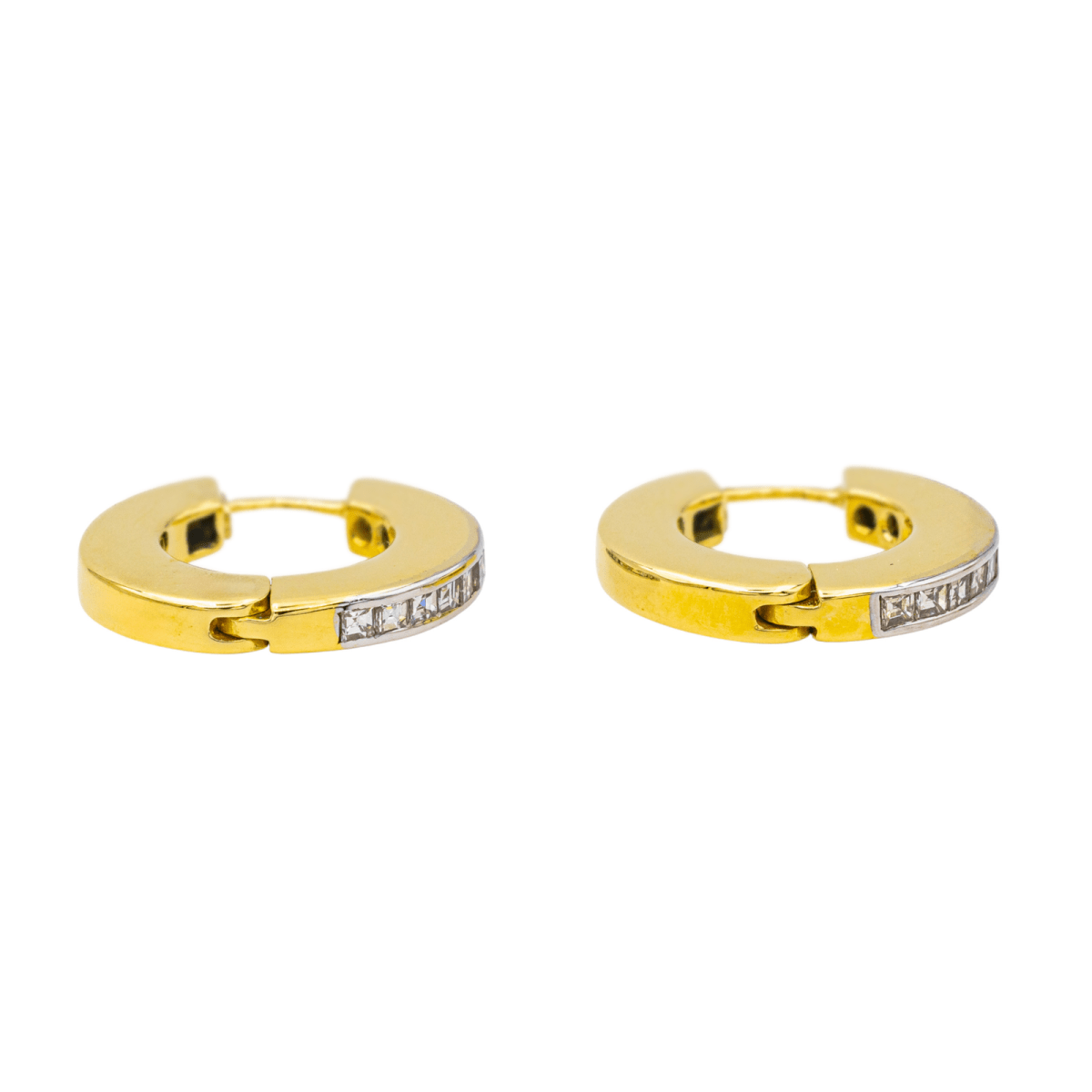 Boucles d'oreilles Créoles en or jaune, or blanc et diamants - Castafiore