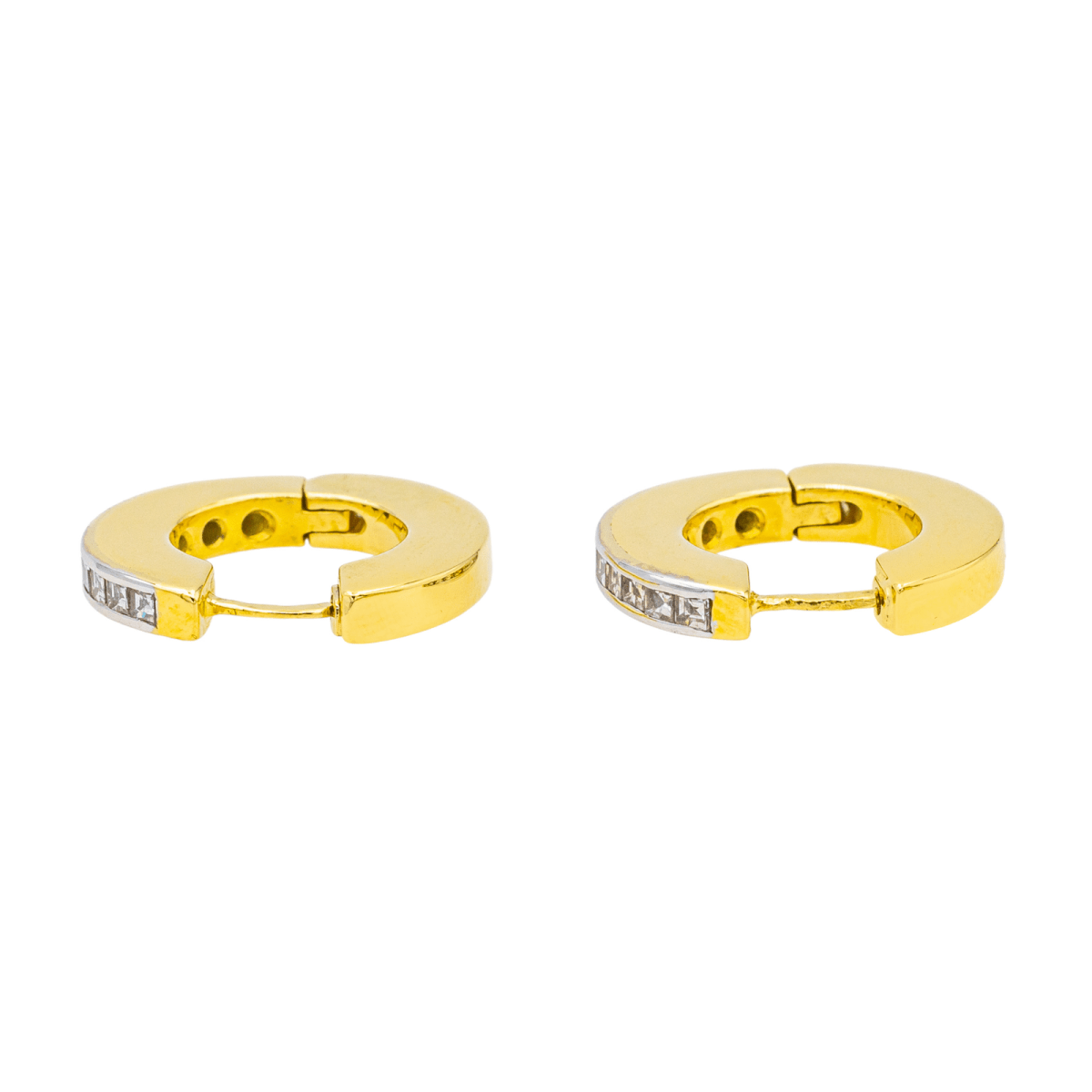 Boucles d'oreilles Créoles en or jaune, or blanc et diamants - Castafiore