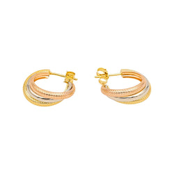 Boucles d'oreilles Créoles en or jaune, or blanc et or rose - Castafiore