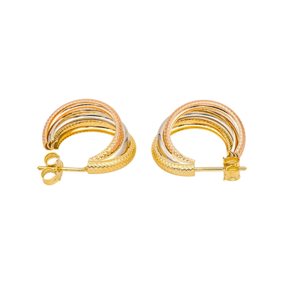 Boucles d'oreilles Créoles en or jaune, or blanc et or rose - Castafiore