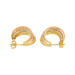 Boucles d'oreilles Créoles en or jaune, or blanc et or rose - Castafiore