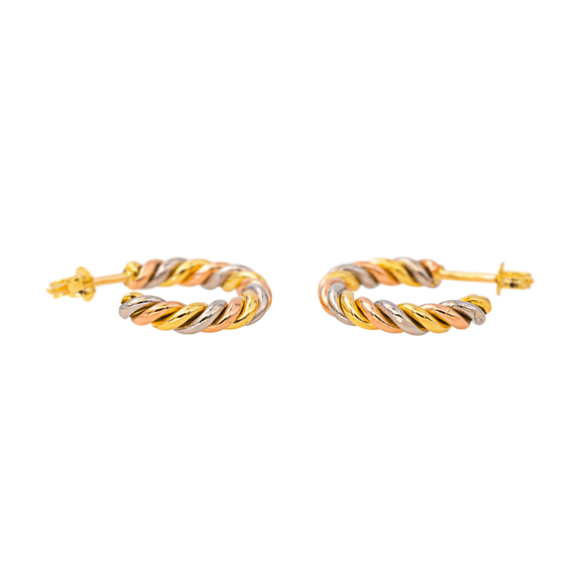 Boucles d'oreilles Créoles en or jaune, or rose et or blanc - Castafiore
