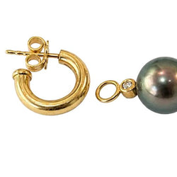 Boucles d'oreilles Créoles en or jaune, perles et diamants - Castafiore