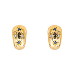 Boucles d'oreilles Créoles en or jaune, saphirs et diamants - Castafiore