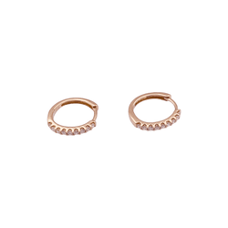 Boucles d'oreilles Créoles en or rose et diamants - Castafiore