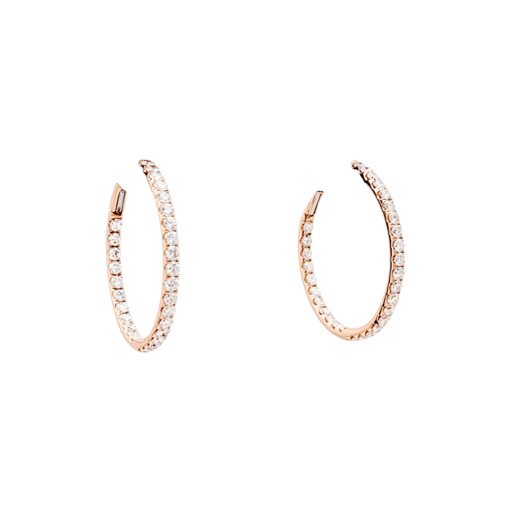 Boucles d'oreilles Créoles en or rose et diamants - Castafiore