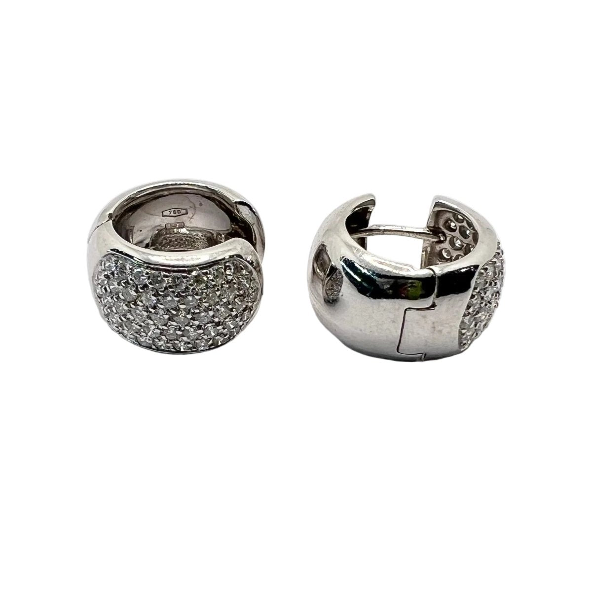 Boucles d'oreilles Créoles en orang blanc et diamants - Castafiore