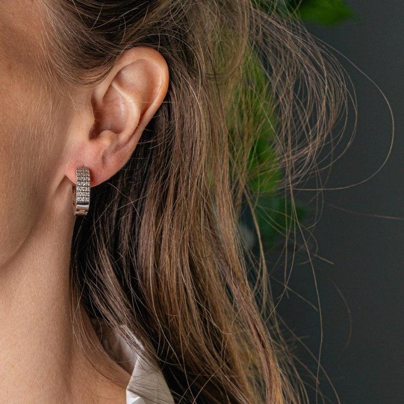 Boucles d'oreilles Créoles Or blanc Diamant - Castafiore