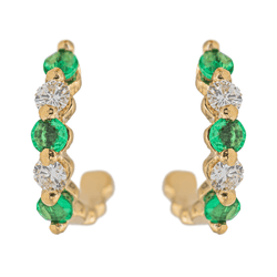 Boucles d'oreilles Créoles Or jaune Emeraude - Castafiore