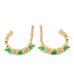 Boucles d'oreilles Créoles Or jaune Emeraude - Castafiore