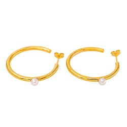 Boucles d'oreilles Créoles Or jaune Perle - Castafiore