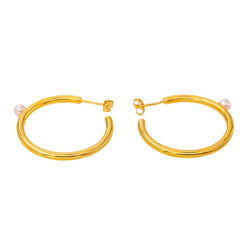 Boucles d'oreilles Créoles Or jaune Perle - Castafiore