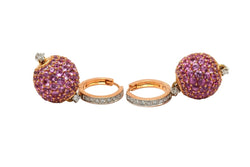 Boucles d'oreilles Créoles Pendantes en or rose, saphirs et diamants - Castafiore
