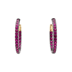 Boucles d'oreilles Créoles POMELLATO "Tango" en or jaune et saphirs - Castafiore