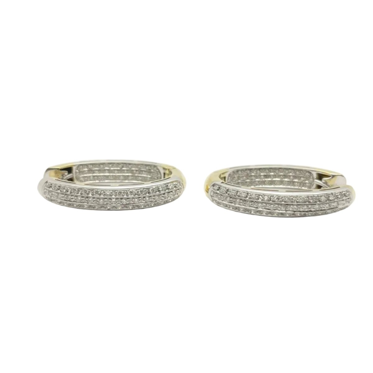 Boucles d'oreilles Créoles RECARLO en or blanc, or jaune et diamants - Castafiore
