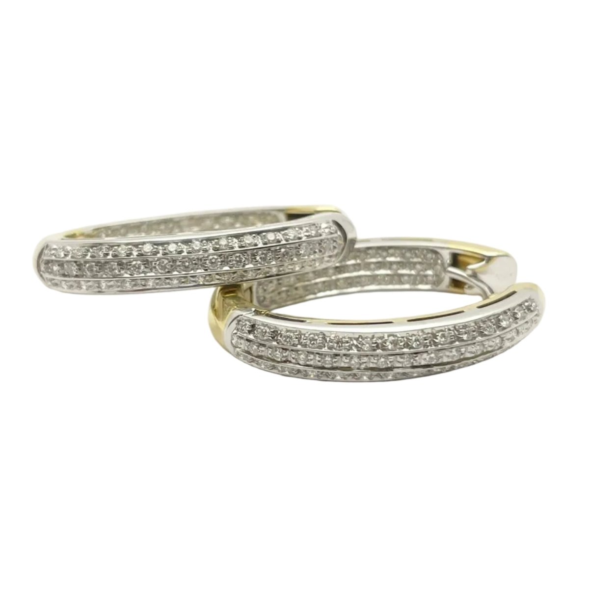Boucles d'oreilles Créoles RECARLO en or blanc, or jaune et diamants - Castafiore