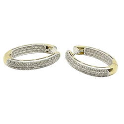Boucles d'oreilles Créoles RECARLO en or blanc, or jaune et diamants - Castafiore