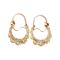 Boucles d'oreilles Créoles savoyardes à décor floral en or - Castafiore